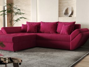 Colțar extensibil dumonde cu ladă de depozitare si sezut confortabil din spuma high-density, Loana Zoom Red 270x185 cm