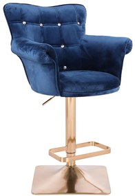 HR804KW scaun Catifea Bleumarin cu Bază Aurie