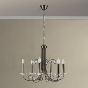 Candelabru stil clasic cu cristal K9 ARIANE 6L nickel inchis