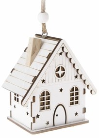 Decorațiune de Crăciun cu LED suspendată Star house alb , 7,5 x 8 x 5 cm
