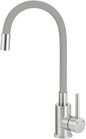 Baterie pentru chiuveta bucatarie, gri, cap mixer, pipa flexibila, Deante Luno Gri