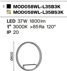 Aplica LED de perete design modern Rim alama 60cm, 3000K