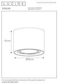 Spot LED dimabil FEDLER 1xGU10/12W/230V CRI95 alb Lucide 09921/12/31