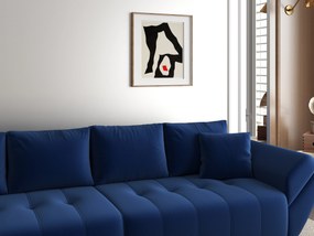 Canapea extensibilă dumonde cu ladă de depozitare si sezut confortabil din spuma high-density, Berlin Royal Blue 300x100 cm