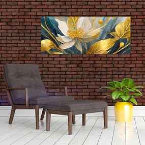 Tablou - Pictura de flori de aur (120x50 cm)