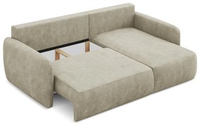 Colțar bej extensibil/cu spațiu de depozitare cu tapițerie din chenille (cu colț pe partea dreaptă/cu șezlong) Lilo – Makamii