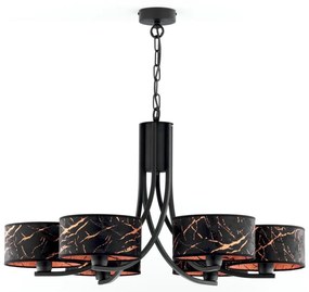 Jupiter 2108- Candelabru pe lanț ARTHUR 6xE27/15W/230V negru/portocaliu/decor marmură