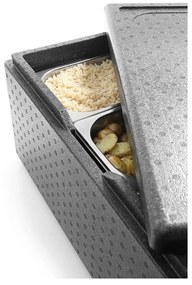 Cutie termoizolanta cu capac, 80 lt, tip thermobox, ideala pt transport, din spuma polipropilenica, interior 625x425x(H)300 mm, exterior