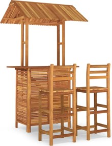 vidaXL Set mobilier de bar de grădină, 3 piese, lemn masiv de acacia