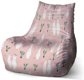 Sac de șezut Bean lamă și cactuși, roz
