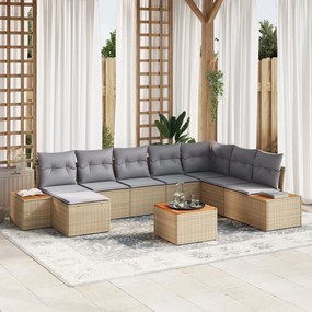vidaXL Set canapea grădină 9 piese perne Bej Ratan Acacia