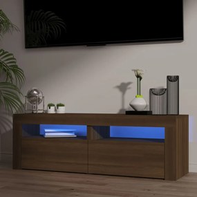 815686 vidaXL Comodă TV cu lumini LED, stejar maro, 120x35x40 cm