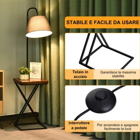 HOMCOM Lampă de Podea Modernă cu Înăcarcător Wireless, Abajur Reglabil și Etajeră Suplimentară, 36x36x165 cm, Negru | Aosom Romania