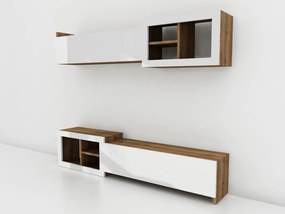 Ansamblu Comoda TV Prag Alb-Walnut