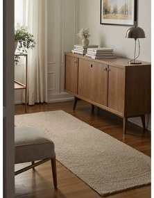 Covor tip traversă bej țesut manual din lână 80x200 cm Eleni Light Beige – Hanse Home