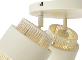 Spot modern de plafon bej cu auriu cu 3 lumini rotative și înclinabile - Kora