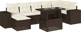 vidaXL Set canapele de grădină cu perne, 8 piese, maro, poliratan