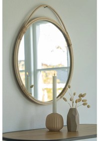 Ratan oglindă Malo, natural, ø50 cm