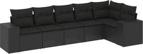 vidaXL Set mobilier de grădină cu perne, 6 piese, negru, poliratan