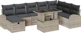 vidaXL Set de canapele pentru grădină 9 pcs Gri deschis Rattan poli