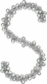 vidaXL Ghirlandă cu Bile de Crăciun Argintiu 186 cm Polistiren