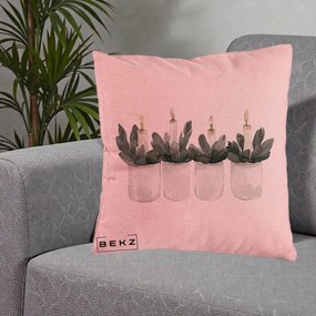 Perna Decorativa Lumanari Advent in Borcane, 40x40 cm, Roz, Husa Detasabila, Perna Inclusa, BEKZ®