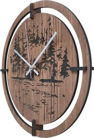 SENTOP | Ceas de perete din lemn - motiv original de pădure de conifere | RENT