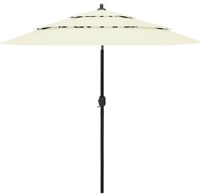 vidaXL Umbrelă de grădină 3 niveluri, stâlp aluminiu, nisipiu, 2,5 m