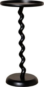 Măsuță laterală rotundă din aluminiu, negru, cu picior central ondulat și bază rotundă, 62 x 35 cm, „Graphic”