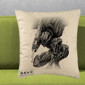 Perna Personalizata Berserk Guts Armor of Darkness Manga, 40x40 cm, Bej, Husa Detasabila, Perna Inclusa, BEKZ®
