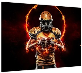 Tablou pe sticlă - Jucător de fotbal american (70x50 cm)