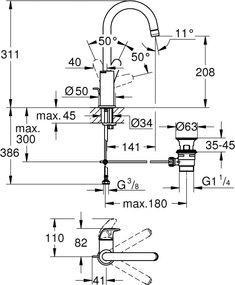 Grohe Swift baterie lavoar stativ StarLight Chrome 24330001