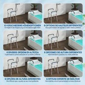 HOMCOM Scaun Reglabil de Duș cu Mânere, Multicolor | Aosom Romania