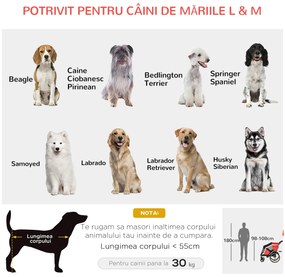PawHut Remorcă Bicicletă pentru Câini, Pliabilă, 2 în 1, Siguranță Maximă, 150x82x98/108 cm, Roșu | Aosom Romania