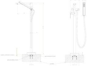 Baterie cada freestanding culoare crom lucios Deante Alpinia Crom lucios