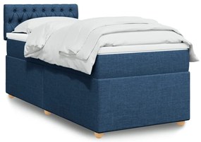 vidaXL Pat box spring cu saltea, albastru, 80x200 cm, textil