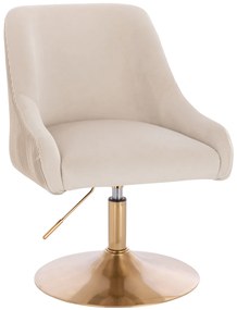 HR920N Scaun Crem din Catifea cu Bază Aurie