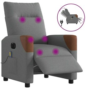 vidaXL Fotoliu electric de masaj rabatabil, gri închis, textil