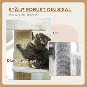 PawHut Stâlp de Zgâriat Per Pisici Con Lettino, Rivestimento Peluche E Palo In Sisal | Aosom Romania
