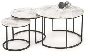 Set de 3 mese de cafea COMORO, alb/negru