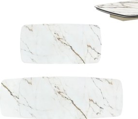 Masă ceramică Infinity extensibilă, picior metalic auriu - 180 cm / 90 cm / 77 cm