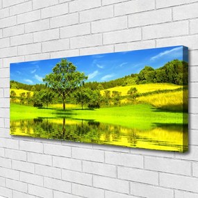 Tablou pe panza canvas Meadow copac Natura Verde Maro