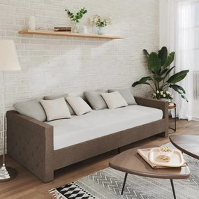 3080320 vidaXL Pat de zi cu saltea și USB, gri taupe, 90x200 cm, textil