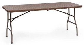 Burgos, masă pliabilă pentru familie, ratan, 178 x 73 cm, spațiu pentru 6 pers., maro