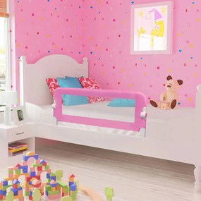 Balustrada de protectie pat copii, roz, 120x42 cm, poliester 1, Roz, 120 x 42 cm
