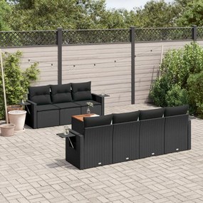 3256797 vidaXL Set mobilier de grădină cu perne, 8 piese, negru, poliratan