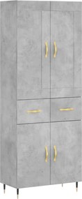 vidaXL Dulap înalt, gri beton, 69,5x34x180, lemn compozit
