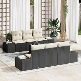 vidaXL Set de canapele pentru grădină 7 pcs Negru Rattan poli