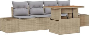 vidaXL Set de canapele pentru grădină 5 pcs Bej Rattan poli