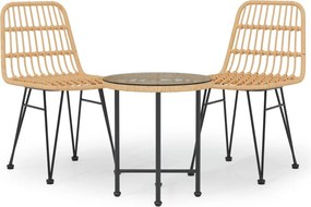 vidaXL Set mobilier de grădină, 3 piese, poliratan